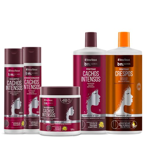 Super Kit Cachos Intensos + Pentear Cachos Crespos 1l | bn.Cachos Super Kit Cachos Intensos + Pentear Cachos Crespos 1l | bn.Cachos